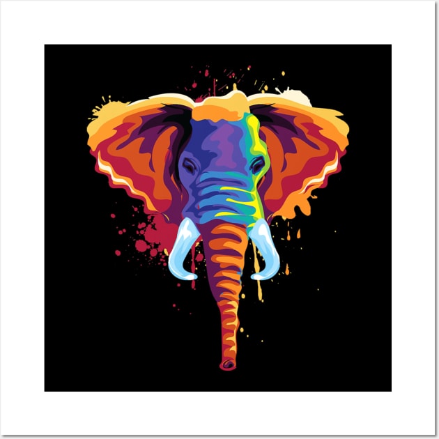 Colorful Elephant artist design. Unique style. Add color and style to any outfit. Perfect for any elephant lover! Wall Art by Flawless Designs